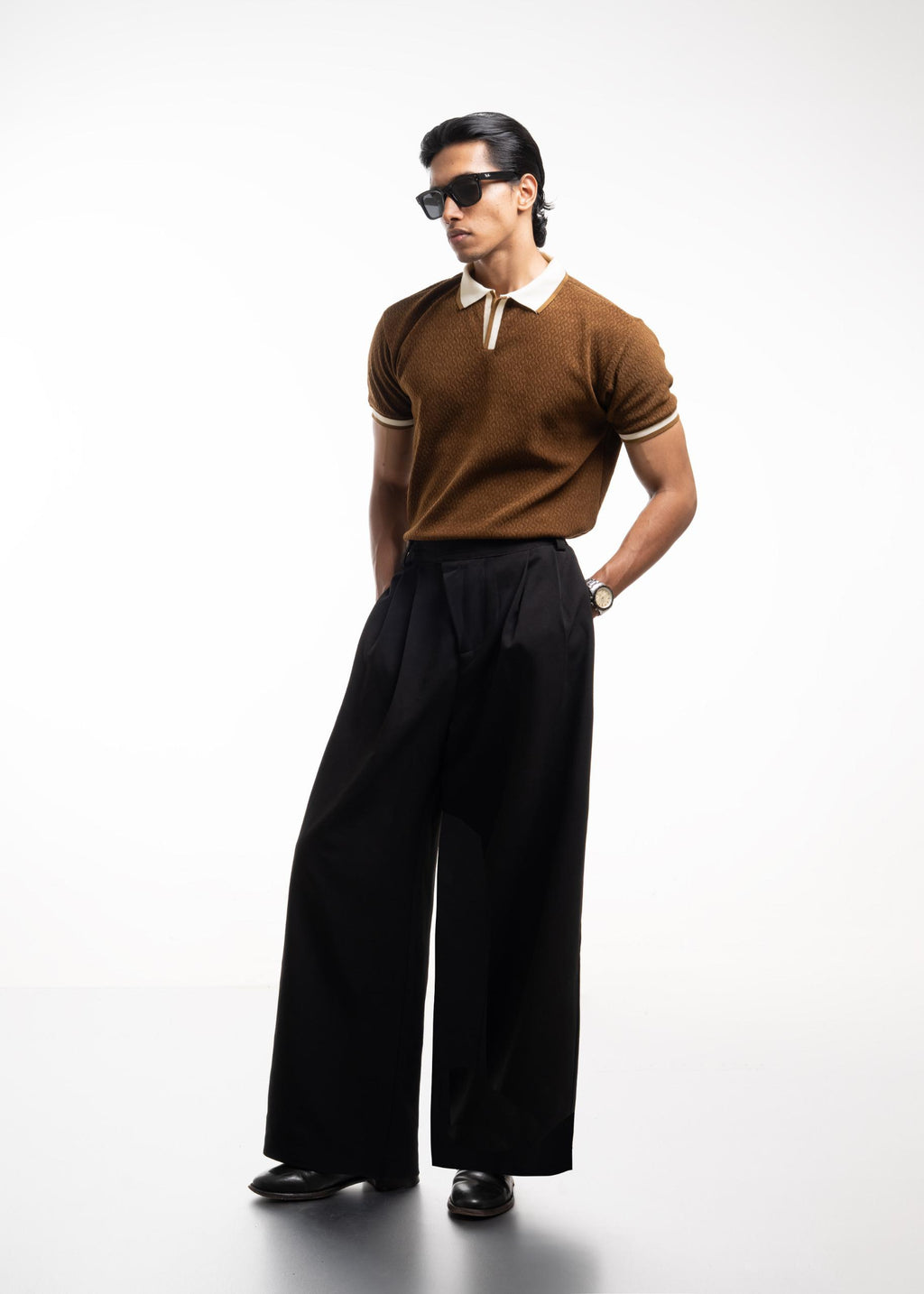 Vintage Knit Polo – Tobacco Brown