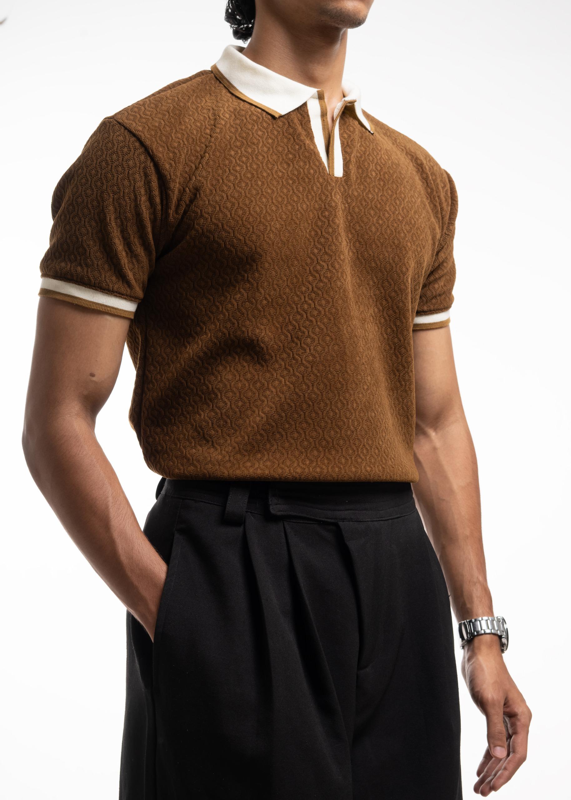 Vintage Knit Polo – Tobacco Brown