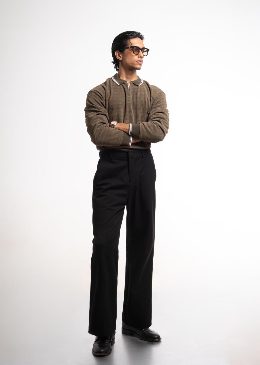 Textured Knit Half-Zip Polo