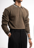 Textured Knit Half-Zip Polo