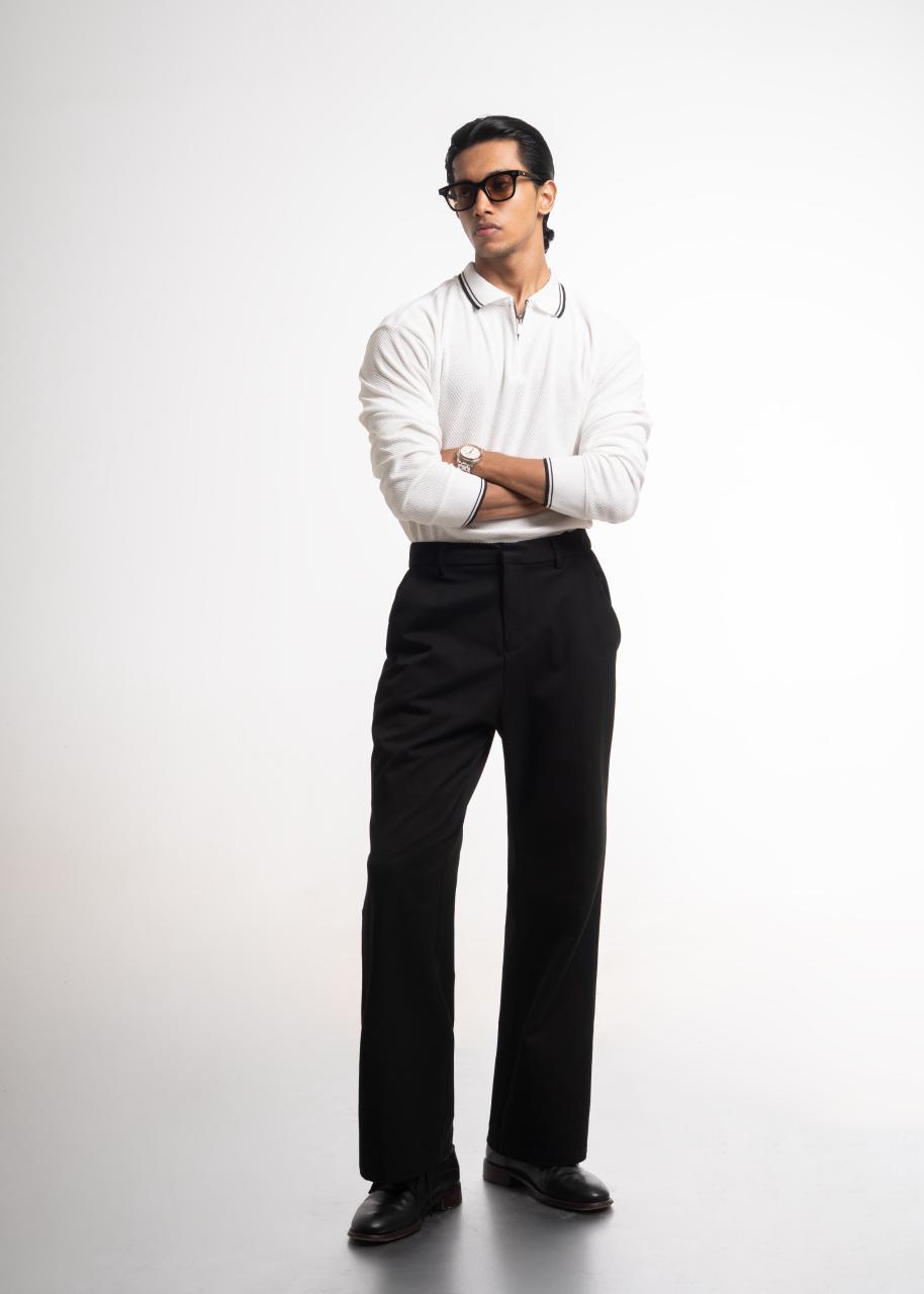 Textured Knit Half-Zip Polo